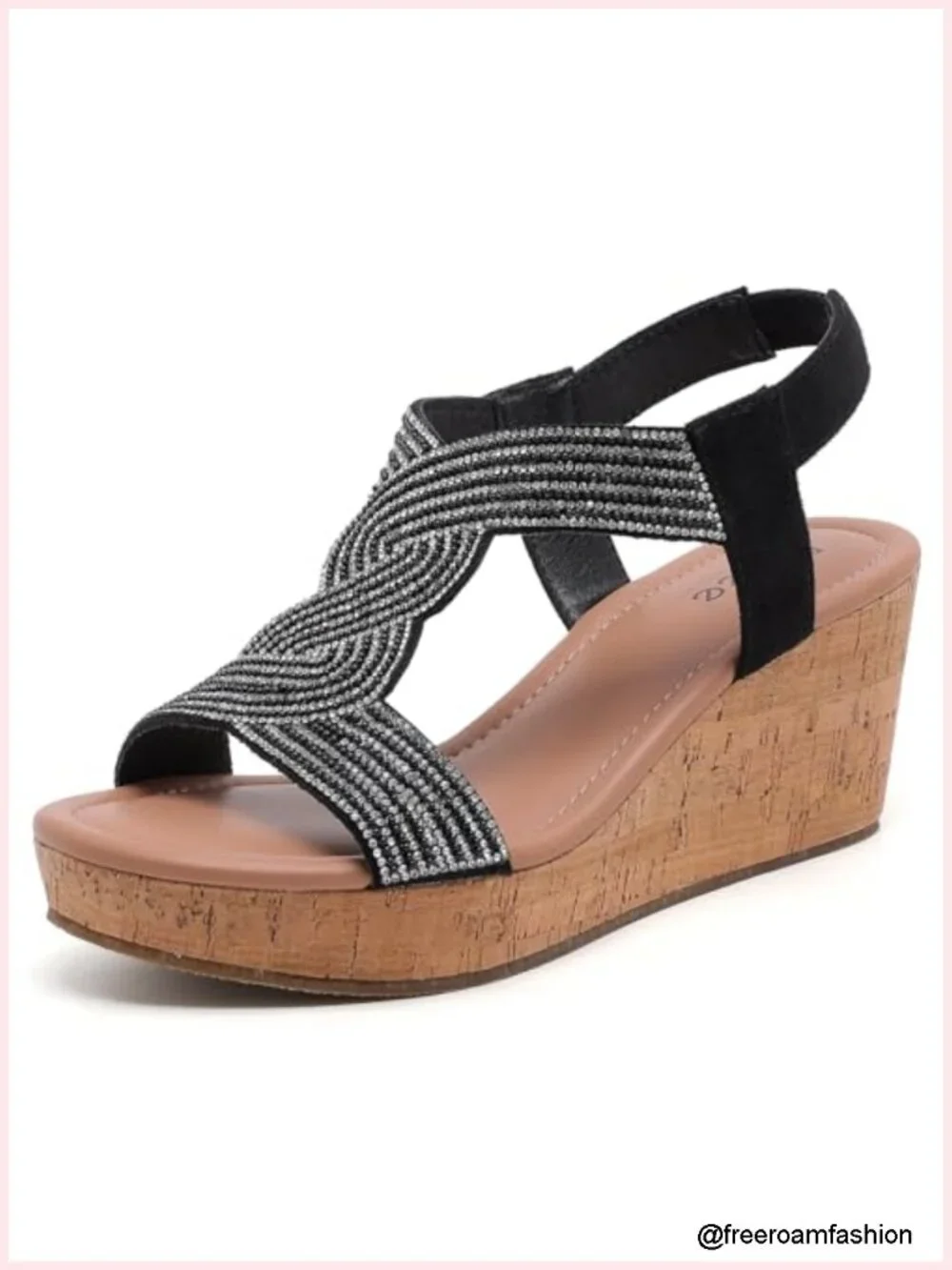 Wide Width Wedge Sandals with Memory Foam Ankle Strap Open Toe